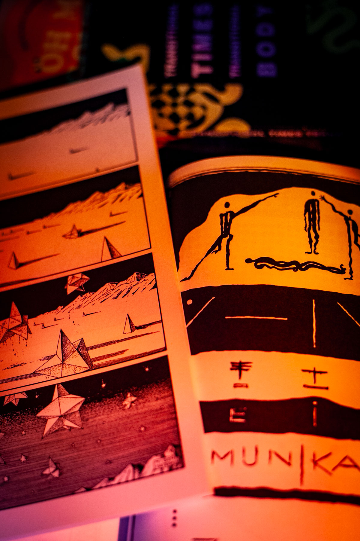 closeup of avant garde comic book pages